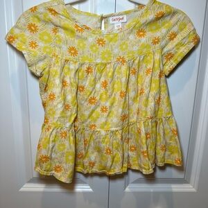 Cat & Jack Yellow Floral Peplum Top for Girls Size 8